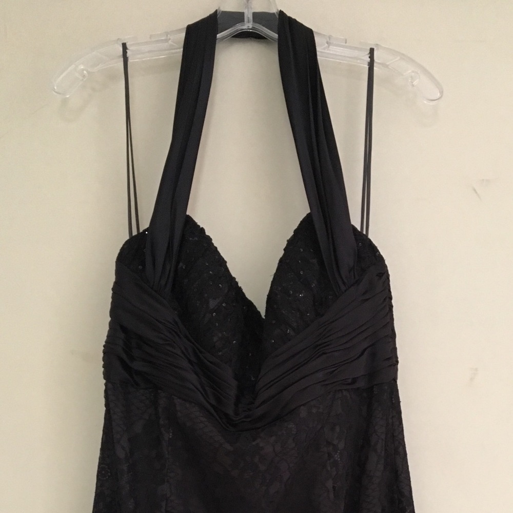 Marc Bouwer black lace cocktail dress.